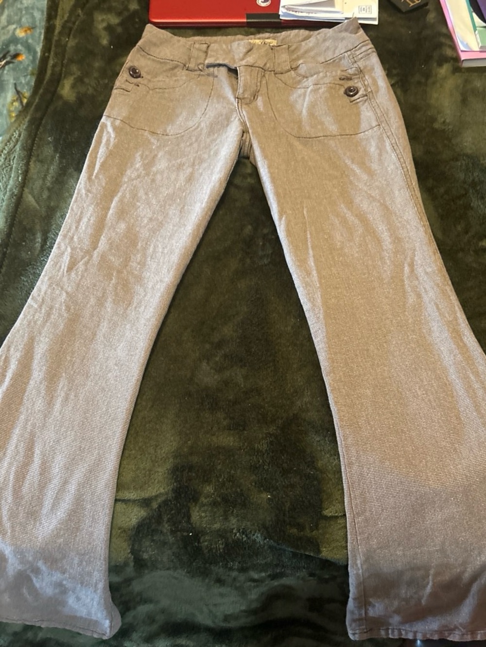 BeBop Taupe Flare Jeans with Buttoned Front Pockets